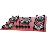Cooktop 5 Bocas Suggar Vermelho Gás GLP - Tripla-Chama FG5305VM em oferta na Magazine Luiza