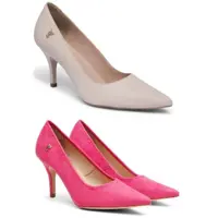 Kit 2 Scarpins Feminino Couro Bico Fino Salto Alto Conforto - Santamelia em oferta na Magazine Luiza