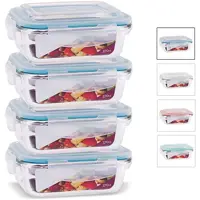 KIT 4 Potes de Vidro Retangular com Tampa Hermética em oferta na Amazon