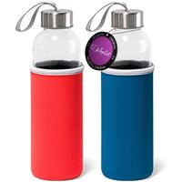 Imagem da promoção Kit 2x Garrafa de Vidro 520 ml Soft TopGet Azul e Vermelho