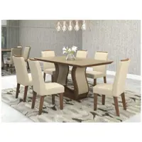 Conjunto de Mesa 6 Cadeiras Estofadas - Viero Móveis Valência em oferta na Magazine Luiza