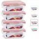 KIT 4 Potes de Vidro Retangular com Tampa Hermética 370ml em oferta
