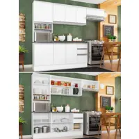 Cozinha Completa Poliman Móveis Paris - com Balcão Nicho para Forno ou Micro-ondas em oferta na Magazine Luiza
