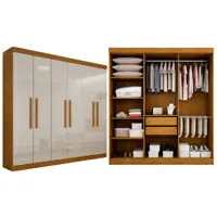 Guarda-Roupa Casal Malibu 6 PT Imbuia e Off White em oferta na Mercado Livre