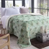 Cobertor com Sherpa Casal Jolitex Dallas em Malha Raschel - Verde/Colorido em oferta na Casas Bahia