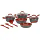 Jogo de Panelas Brinox Revestimento Cerâmico - de Alumínio Vermelho e Cinza 8 Peças Select Marble em oferta
