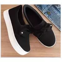 Imagem da promoção Tênis Slip On Feminino Casual Básico De Laço Com Pingente Confortável Calce Fácil Sapatilha Macio - 