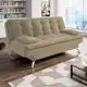 Sofá-Cama 3 Lugares Casal Premium Suede Velvet Bege - Mobly em oferta