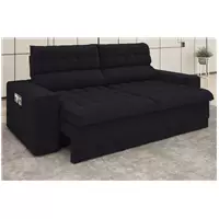 Imagem da promoção Sofá Omega 2,00m Assento Retrátil e Reclinável Velosuede Preto - NETSOFAS