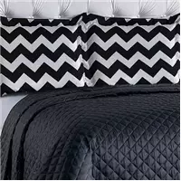 Imagem da promoção Jogo de Cama Chevron Casal Queen 3pçs Preto Cotex