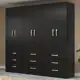 Guarda-Roupa Casal 6 Portas 9 Gavetas Preto - Evidência Móveis em oferta