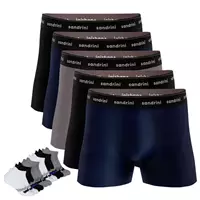 Imagem da promoção Kit 5 Com Cuecas Boxer Masculinas Adulto Box + 6 Meias Original - Sandrini