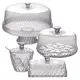 Kit boleira com pé, queijeira, açucareiro e manteigueira de plástico Cristal incolor Plasutil em oferta