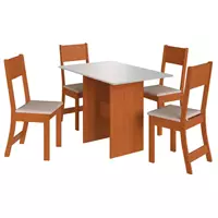 Imagem da promoção Mesa de Jantar 4 Cadeiras Retangular Freijo e Off White Indekes Luiza
