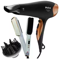 Imagem da promoção Secador de cabelos 2200w com difusor e escova alisadora kit - Philco