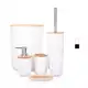 Kit Lavabo Bambu Conjunto 6 Peças Banheiro Lixeira Escova porta escova Porta Sabonete - Plasvale em oferta