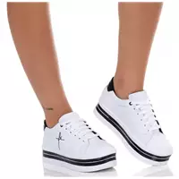 Imagem da promoção Tenis Feminino Plataforma Bordado Fé Branco/Preto - Shop Estilo Shoes