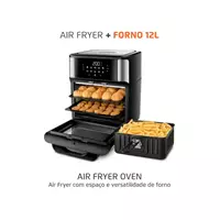 Imagem da promoção Fryer Mondial - AFO-12L-BI Oven Preta 12L com Forno Fritadeira Elétrica sem óleo/Air Fryer Mondial