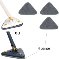 Imagem da promoção Esfregao Branco ou Azul Aleatório com 4 pano Triangulo Mop De Limpeza AjustavelGiratoria 360°