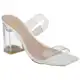 Tamanco Feminino Transparente Salto Grosso Alto Acrílico 156 em oferta