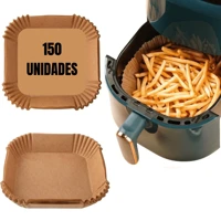 Imagem da promoção Kit 100 forma de airfryer descartavel antiaderente de papel cozinha quadrado fritadeira cozimento