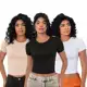 KIT 3: Baby Tee Feminina - Blusa Slim Fit Manga Curta - Blusa de Compressao em oferta