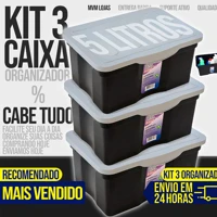 Imagem da promoção Kit 3 Caixas Cesto Organizador 5 Litros Grande Com Tampa Multiuso Armazenamento