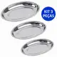 Kit 3 Travessa Oval Bandeja Rasa Inox 21 à 30 Cm Porção Bar Cozinha - Art House em oferta