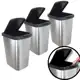 Kit 3 Lixeira Retangular 9 Litros Cesto Lixo Tampa Click Metalizada Banheiro Cozinha Pia - Arqplast em oferta