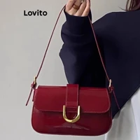 Imagem da promoção Lovito Elegante superfície brilhante de vermelho bolsa de ombro pequena para mulheres