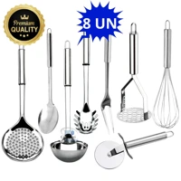 Imagem da promoção Conjunto De Utensílios De Cozinha 100% Inox Talheres Escumadeira