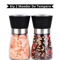 Imagem da promoção Kit 4 Moedor Triturador De Temperos, Sal, Pimenta E Especiarias De Vidro e Inox