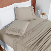 Imagem da promoção Jogo de Lençol 4 Peças King/Queen Size/Casal Padrão/Solteiro Percal 200 Fios Lese Bordado Inglês