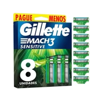 Imagem da promoção Carga para Aparelho de Barbear para Pele Sensível Gillette Mach3 Sensitive 8 Unidades