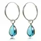 Brinco Argola Pingente Zirconia Azul Prata Legitima 925 - Lojas La&Ny em oferta