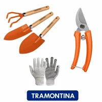 Imagem da promoção Conjunto de Jardinagem Pá, Ancinho, Garfo + Tesoura Poda - Tramontina