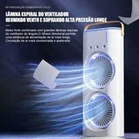 Imagem da promoção Mini Refrigerador De Ar Ventilador Umidificador Dupla Giratório+rgb Climatizador Ar C/ Reservatório