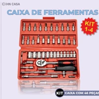 Imagem da promoção Kit de Ferramentas com 46 Peças + Maleta com Jogo de Soquete Reversível Catraca | Conjunto de Chaves