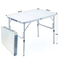 Imagem da promoção 90 x 60 CM Mesa Dobrável de Alumínio Portátil Vira Maleta Camping Praia com Tampo de MDF