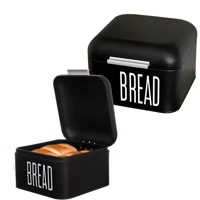 Imagem da promoção Porta Pão Bolo Em Lata Metal Com Tampa Preto Bread 20x20x13,5cm