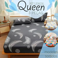 Imagem da promoção Jogo de Lençol Casal Queen 3 Peças Microfibra Estampas Sortidas - 1,58m x 1,98m com 20cm de altura -