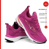 Imagem da promoção Tênis Esportivo Vili Fusion Feminino Masculino 232G Academia Caminhada Rosa Neon