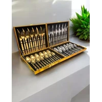 Imagem da promoção Faqueiro Kit de Talheres Com 24 Peças em Aço Inox 2 Prata E Dourado Com Maleta