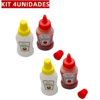 Imagem da promoção Kit  Mini Bisnaga Ketchup Mostarda, Recipiente Para Molhos Mel Calda