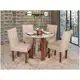 Mesa de Jantar 4 Cadeiras Redonda Naturalle e Off-White Tampo de Vidro Laís Móveis São Carlos em oferta