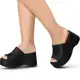 Sandália Feminina Lumiss Plataforma Tamanco Confortável Blogueira Salto Alto Grosso Meia Pata Anabel em oferta
