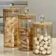 Pote Hermético de Vidro Canelado Âmbar Tampa Bambu Luxo P/ Mantimentos - Unidade em oferta