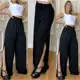 Calça Pantalona Fenda Lateral Cintura Alta com Cordão Forrada Feminina Moda em oferta