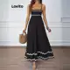 Lovito Vestido elegante liso e contrastante para mulheres em oferta