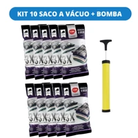 Imagem da promoção Kit 10 Saco a Vácuo 50x60 + Bomba Manual Organização de Roupas Mala Viagem Guarda Roupas